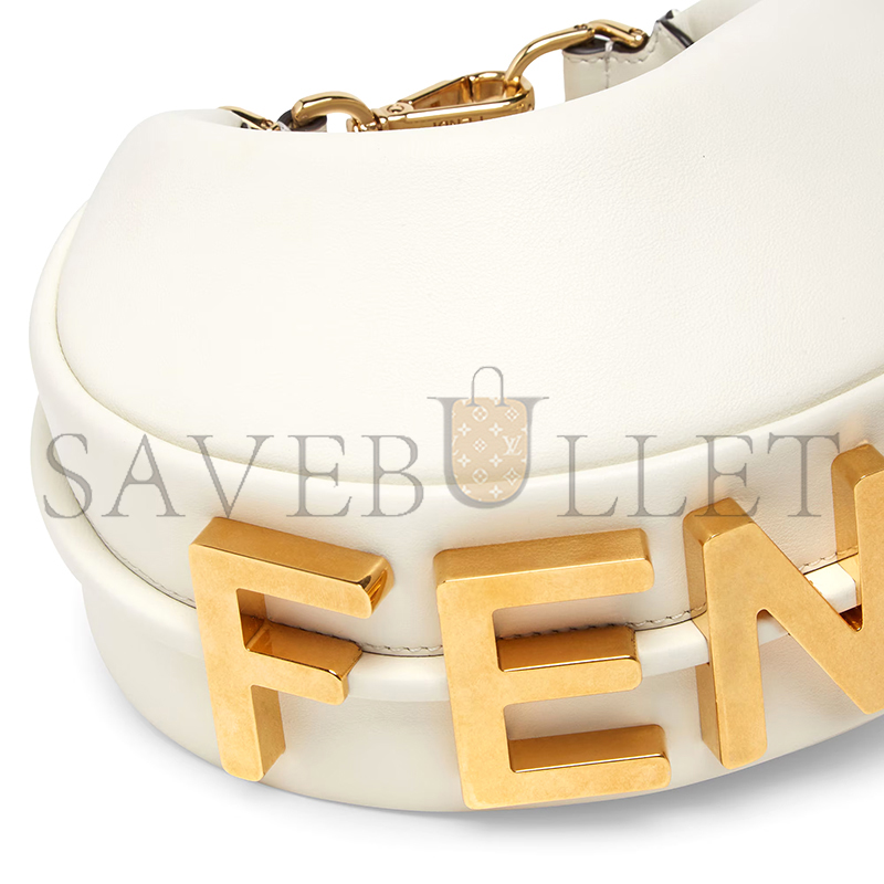 F**di F**digraphy mini white leather mini bag 8bs081a5dyf1hel (20*13*7.5cm)
